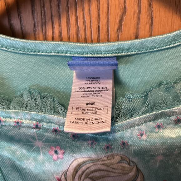 Disney Frozen Elsa Dress Girl’s M Teal Aqua Princess Costume Nightgown Sleepwear - Picture 2 of 6